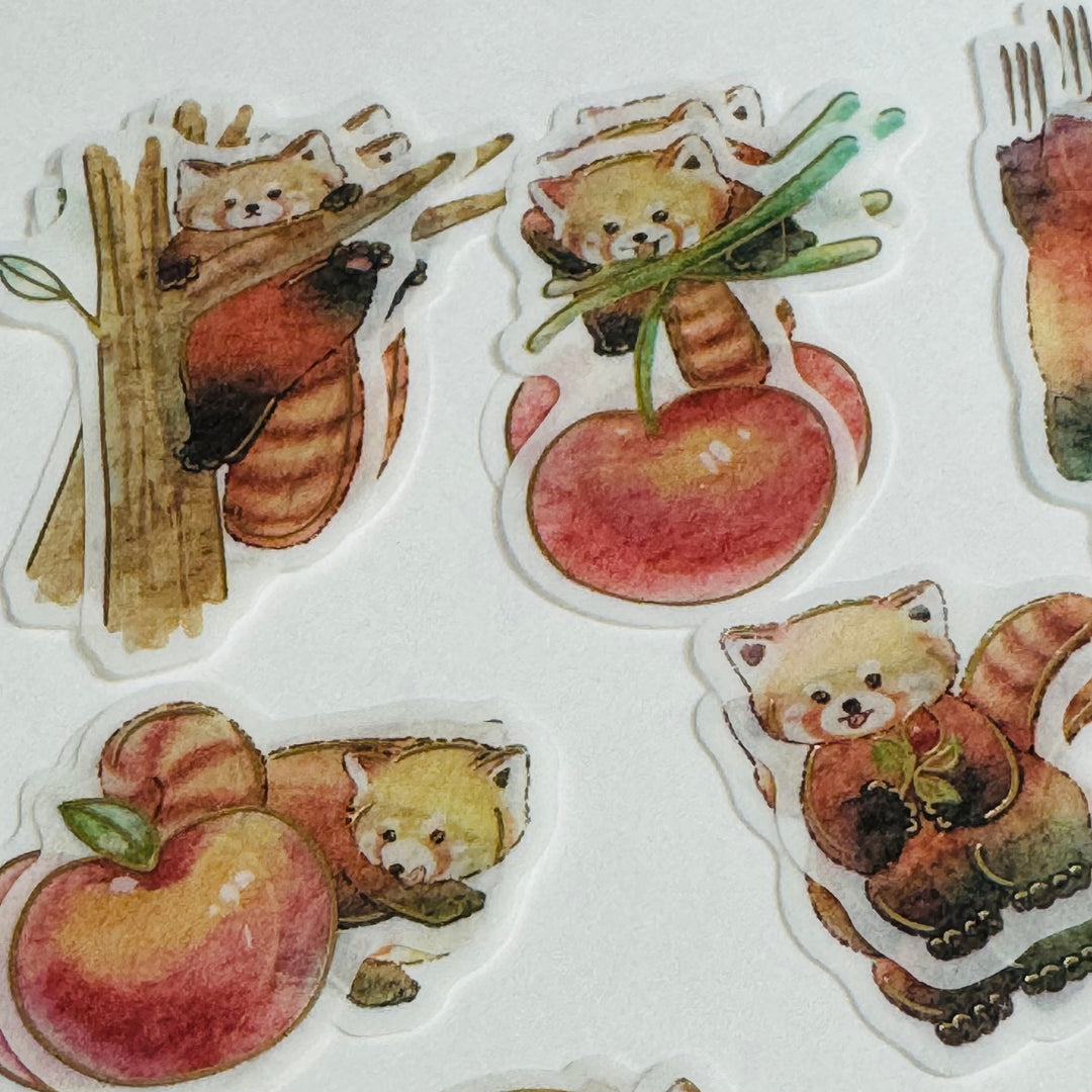 RAMBUNCTIOUS RED PANDAS Gold Foil World Craft Sticker Flakes ~ 30 Pieces ~ 10 Designs (3 Each Design)