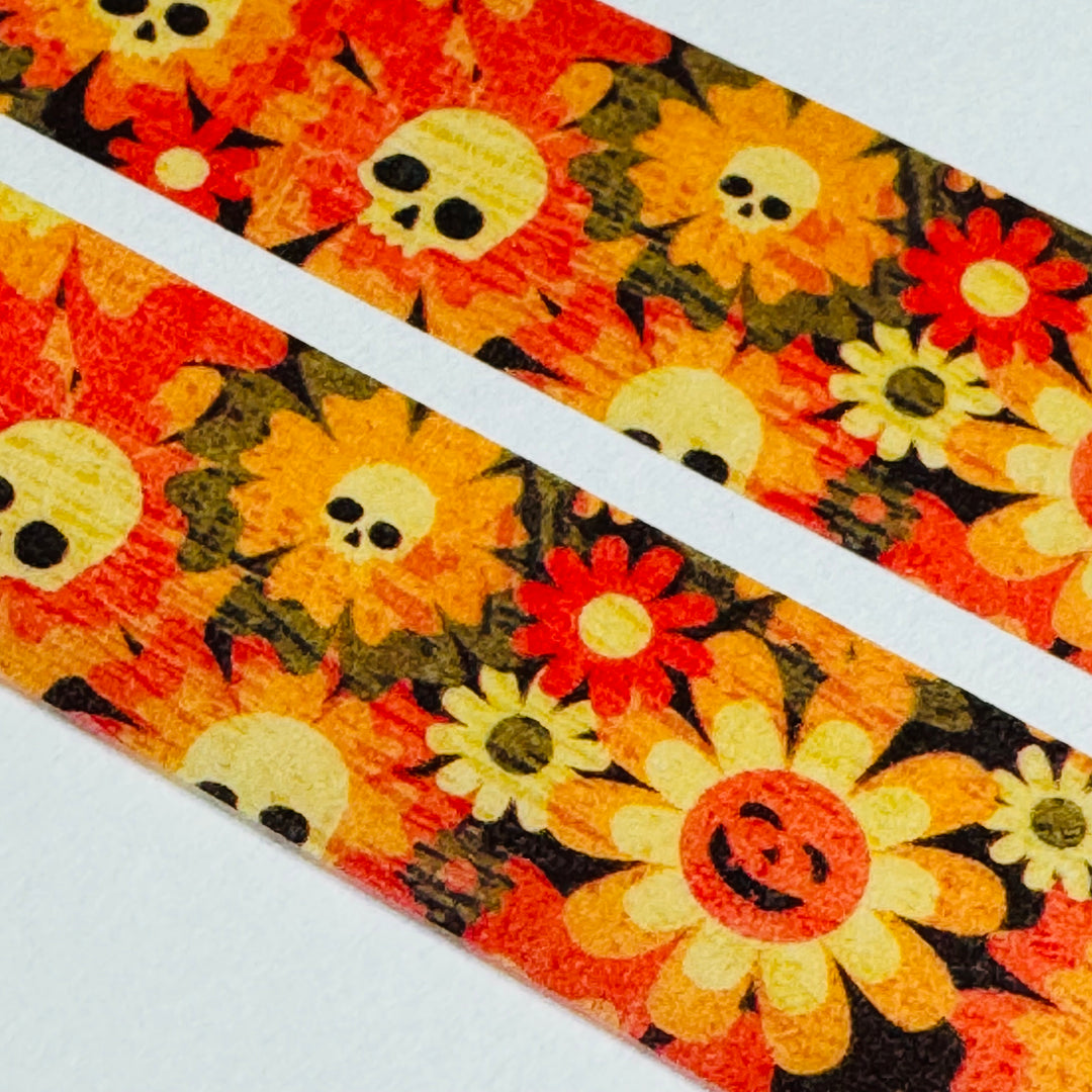 SERVING SUNNY-SIDE UP SKULLS Halloween Washi Tape ~ 1 Roll ~ 15mm x 10m (33 Feet)