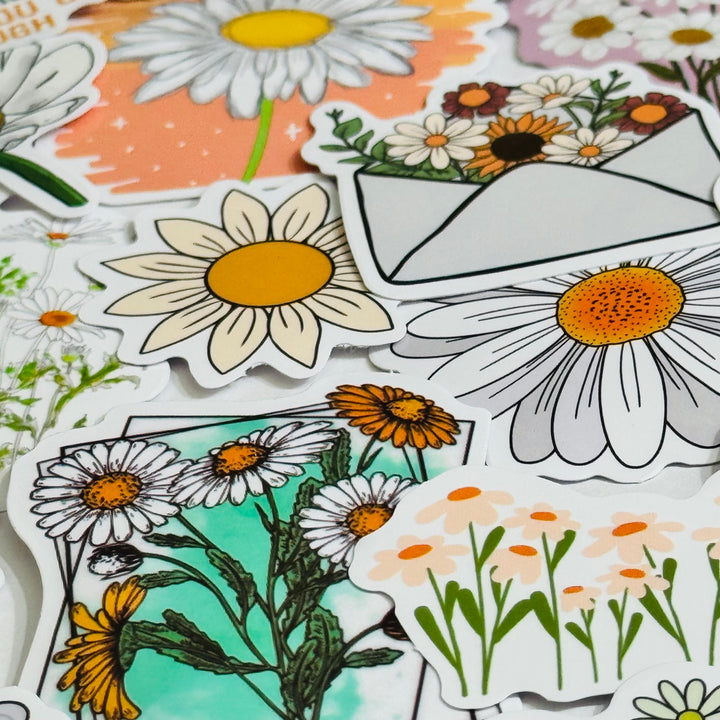 STORIES Of DAISIES Floral Peelable Stickers  ~ 50 Pieces ~ Each Sticker is Approximately 30-50mm