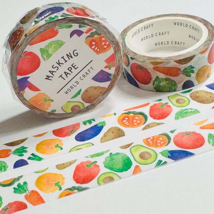 VINE RIPENED VEGETABLES World Craft Washi Tape ~ 1 Roll ~ 15mm x 7m (23 Feet)