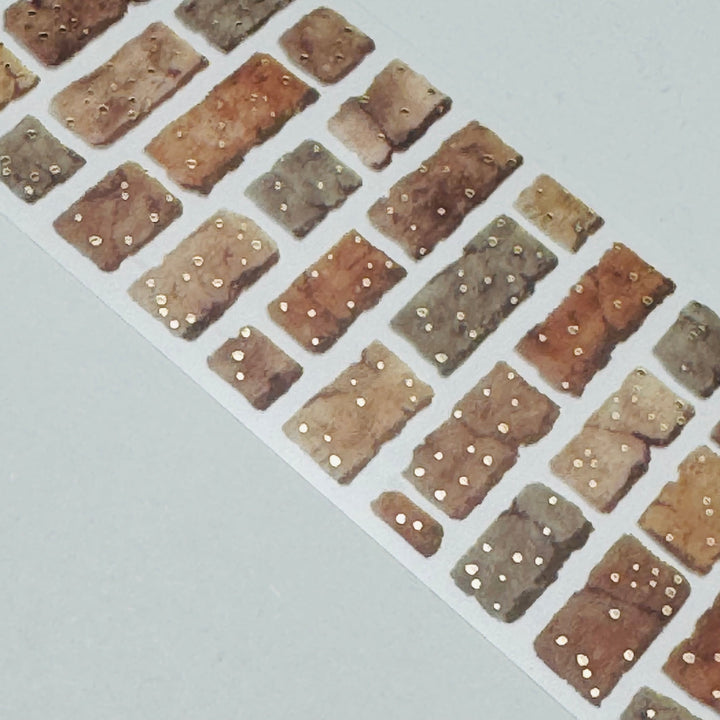 COBBLESTONE BRICK ROAD WITH GOLD FLECKS Mind Wave PET Washi Tape ~ 1 Roll ~ 30mm x 3m (10 Feet)