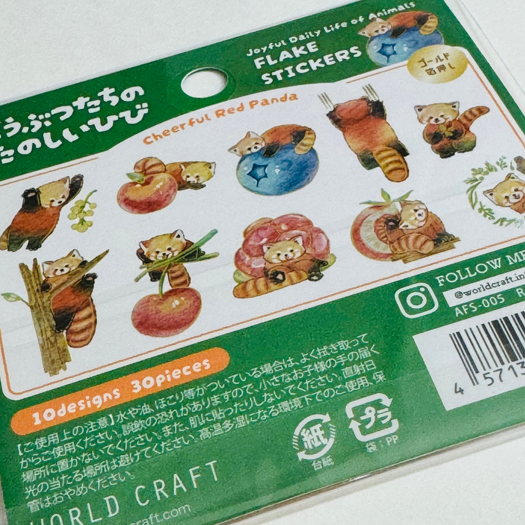 RAMBUNCTIOUS RED PANDAS Gold Foil World Craft Sticker Flakes ~ 30 Pieces ~ 10 Designs (3 Each Design)