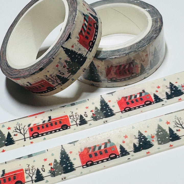 RETRO CHRISTMAS TRAIN Washi Tape ~ 1 Roll ~ 15mm x 10m (33 Feet)