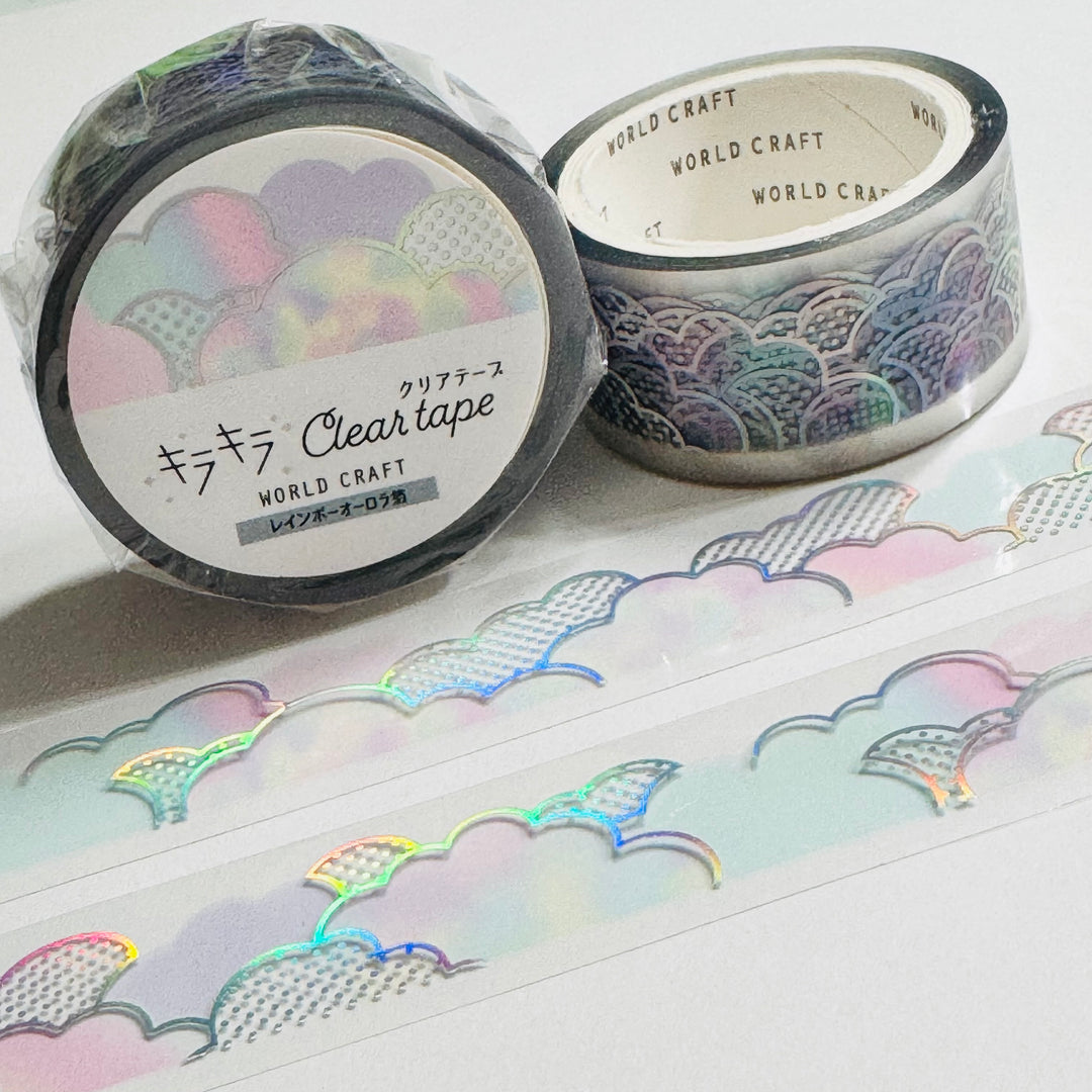 COTTON CANDY Clouds Silver Foil World Craft PET Washi Tape ~ 1 Roll ~ 20mm x 5m (16 Feet)