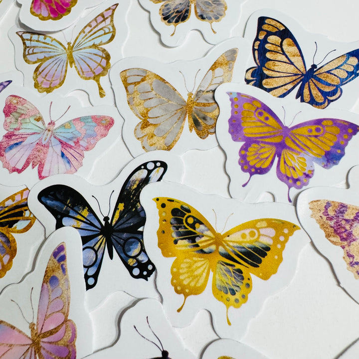 GUILDED AGE Of BUTTERFLIES Peelable Stickers  ~ 46 Pieces ~ Each Sticker is 38mm