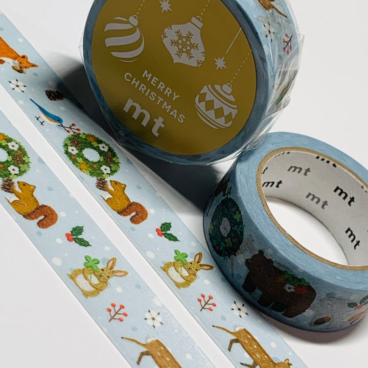 FOREST ANIMAL WREATH CHRISTMAS 2023 MT Washi Tape ~ 1 Roll ~ 15mm x 7m (23 Feet)