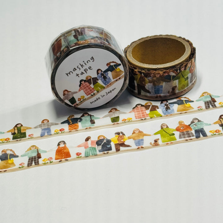 GIRLFRIENDS HOLDING HANDS Washi Tape Designed By Mind Wave ~ 1 Roll ~ 18mm x 5m (16 Feet)