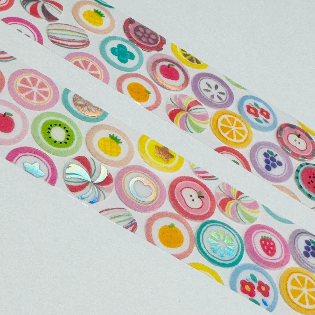 FRUIT FLAVORED Candy Slices World Craft PET Washi Tape ~ 1 Roll ~ 20mm x 5m (16 Feet) ~ 1 Roll ~ 20mm x 5m (16 Feet)