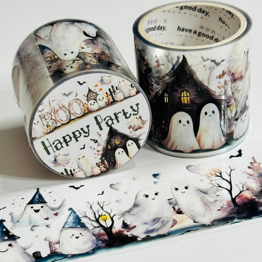 FRIENDLY GHOST CAPERS Halloween PET Washi Tape ~ 1 Roll ~ 40mm x 2m (7 Feet)