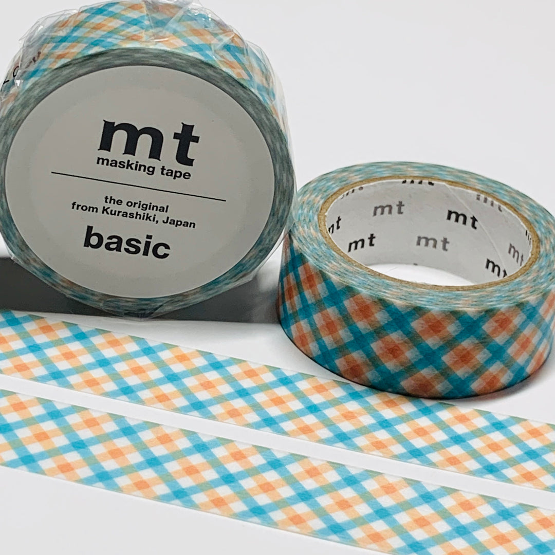 OVERLAP CHECKERED ORANGE Plaid Mt Washi Tape - 1 Roll - 15mm x 7m (23 Feet)