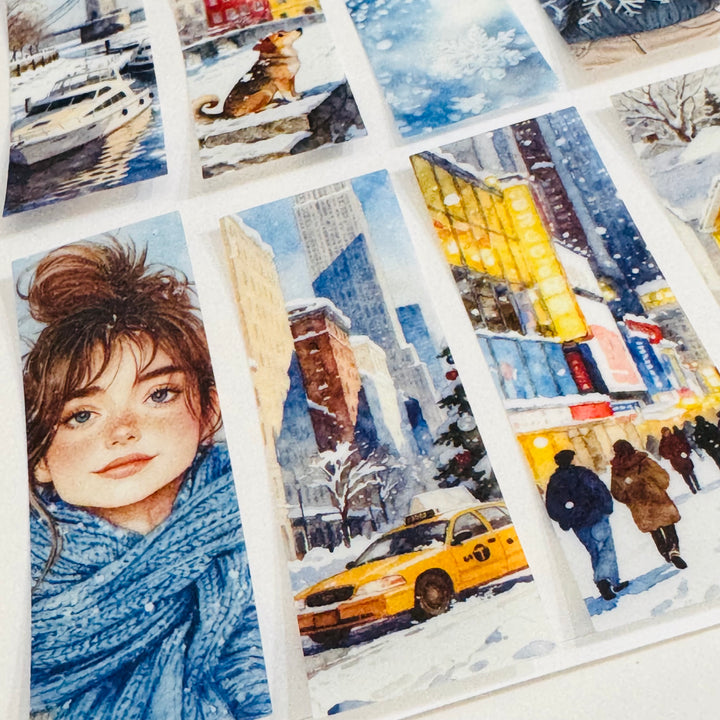 WINTER FUN GIRL In The City Ephemera Sticker Pack ~ 25 Pieces ~ 30mm x 95mm