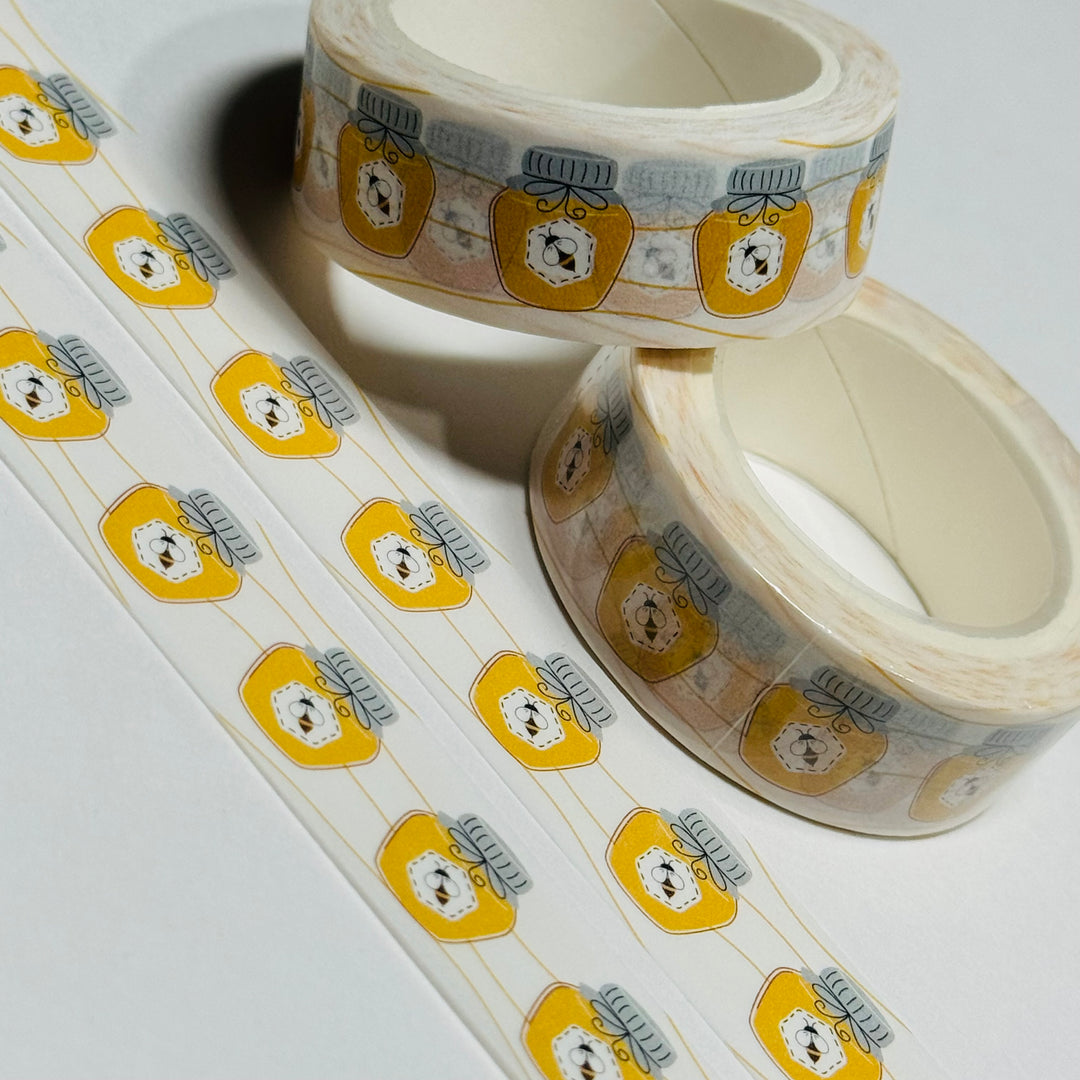 NATURE'S GOLDEN NECTAR Honey Bee Washi Tape - 1 Roll - 15mm x 10m (33 Feet)