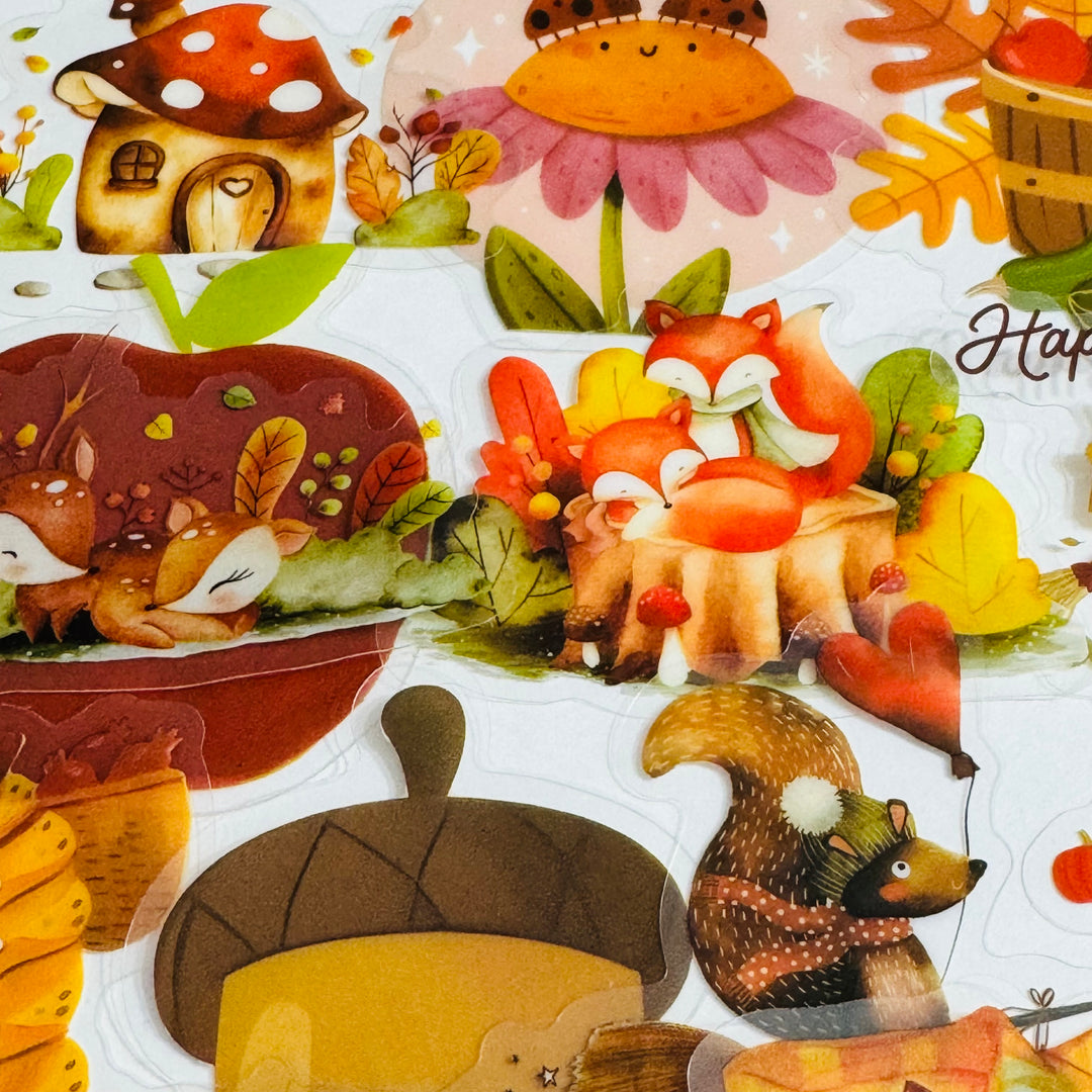 AESTHETIC FALL WATERCOLOR Peelable PET Stickers  ~ 51 Pieces ~ Approximately 2 Inches