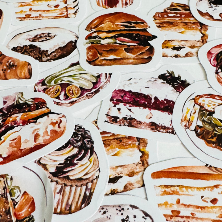BREAKFAST PASTRIES & PANCAKES Peelable Stickers  ~ 46 Pieces ~ Each Sticker is Approximately 38mm