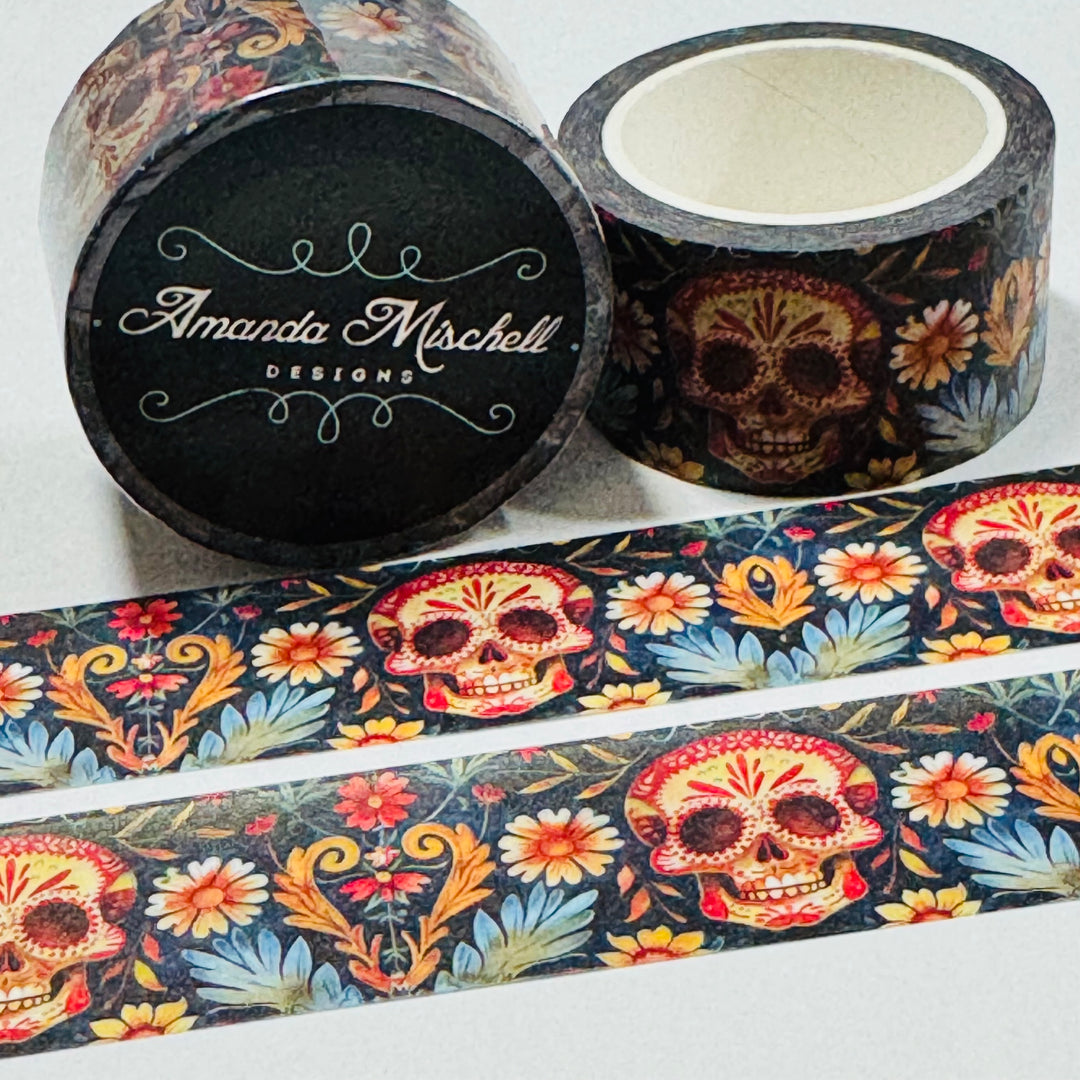 DIA de LOS MUERTOS FLOWER BED HALLOWEEN Amanda Mischell Washi Tape ~ 1 Roll ~ 24mm x 10m (33 Feet)
