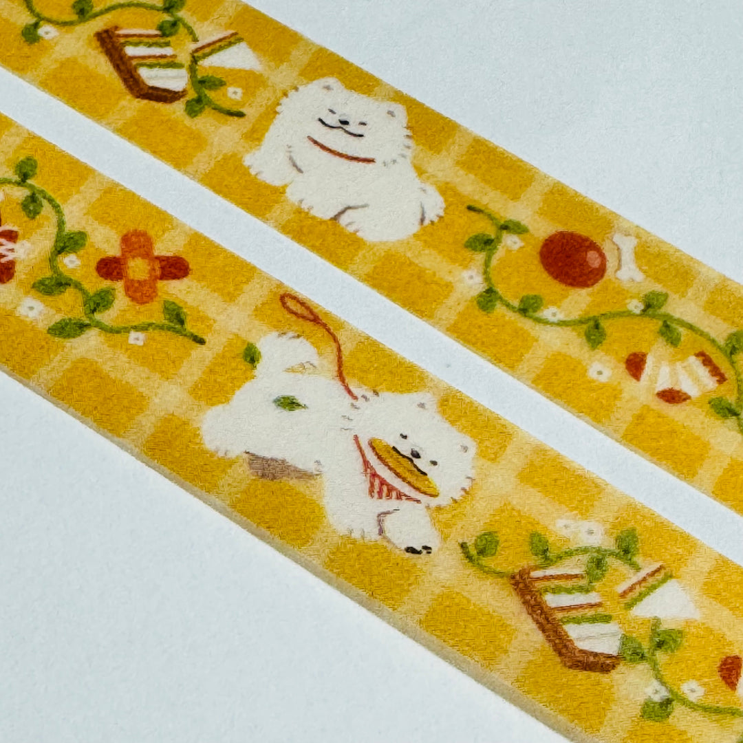 PLAYFUL WALKING DOGS Saien Washi Tape ~ 1 Roll ~ 15mm x 7m (23 Feet)