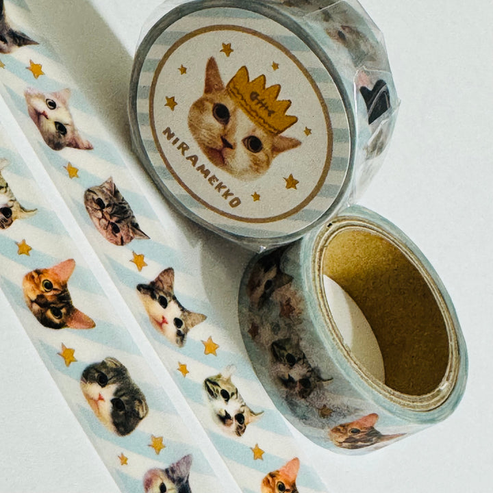 DANCING CAT HEADS Japanese Kitten Washi Tape ~ 1 Roll ~ 15mm x 5m (16 Feet)