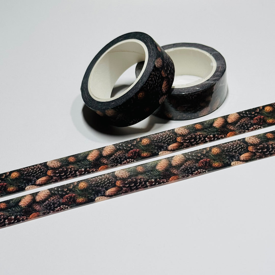 FRAGRANT HEARTH PINECONES Washi Tape ~ 1 Roll ~ 15mm x 10m (33 Feet)