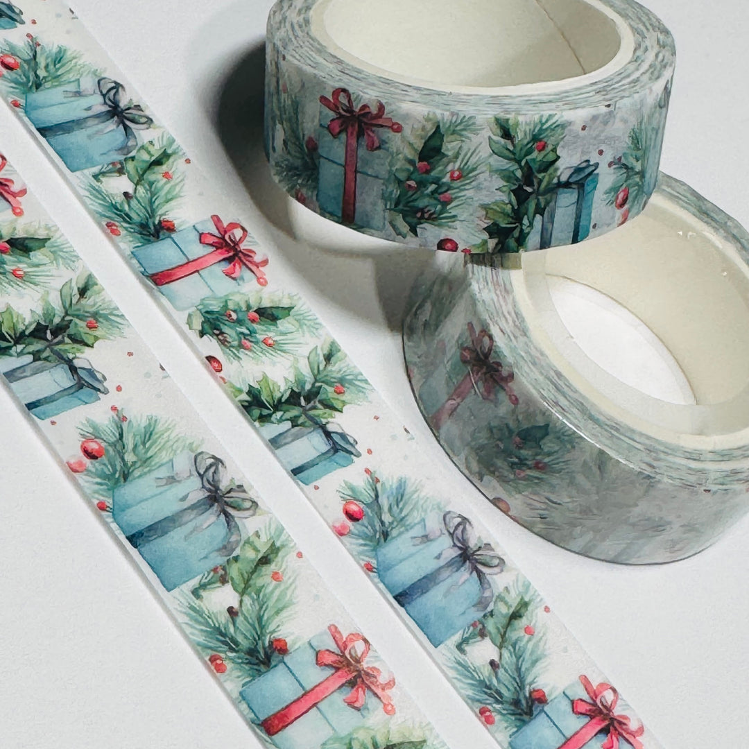 WATERCOLOR WRAPPED HOLIDAY PRESENTS Washi Tape ~ 1 Roll ~ 15mm x 10m (33 Feet)