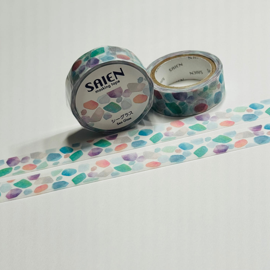 COLLECTION SEA GLASS On The Seashore Saien Masking Washi Tape ~ 1 Roll ~ 15mm x 7m (23 Feet)