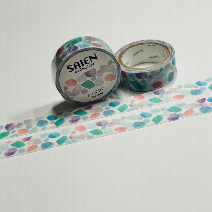 COLLECTION SEA GLASS On The Seashore Saien Masking Washi Tape ~ 1 Roll ~ 15mm x 7m (23 Feet)