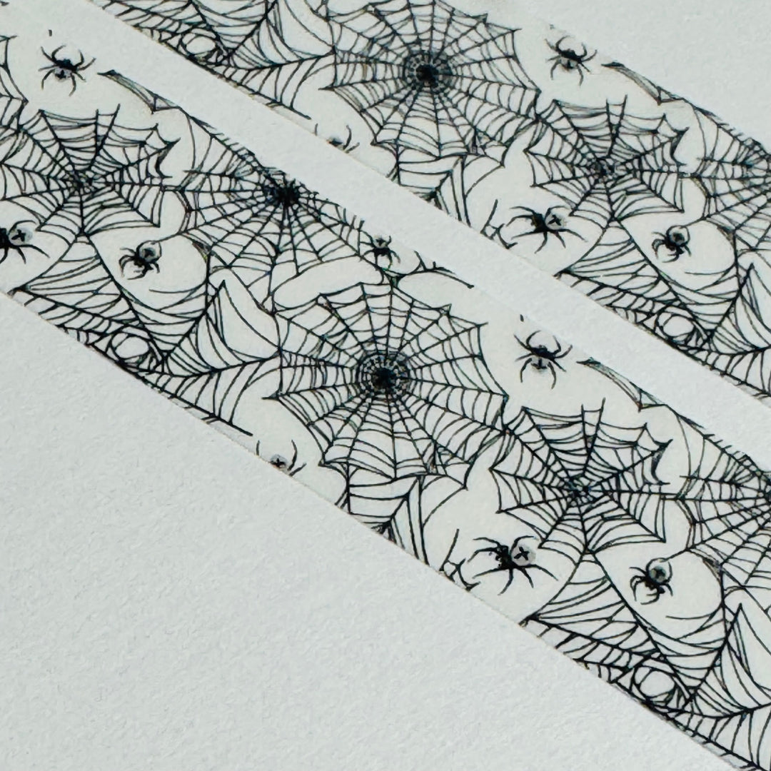 CLASSIC BLACK & WHITE SPIDER WEB Halloween Washi Tape ~ 1 Roll ~ 15mm x 10m (33 Feet)