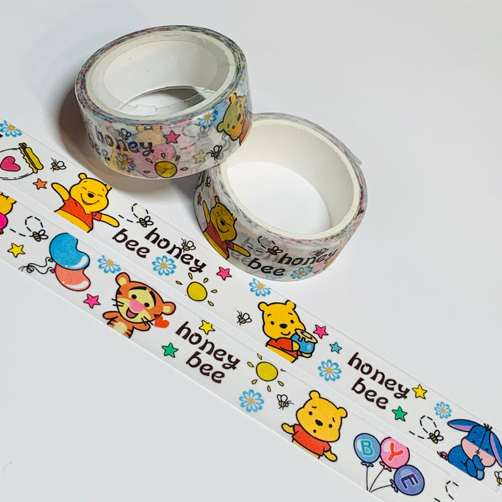 HONEY BEAR & FRIENDS On White Washi Tape ~ 1 Roll ~ 15mm x 5m (16 Feet)