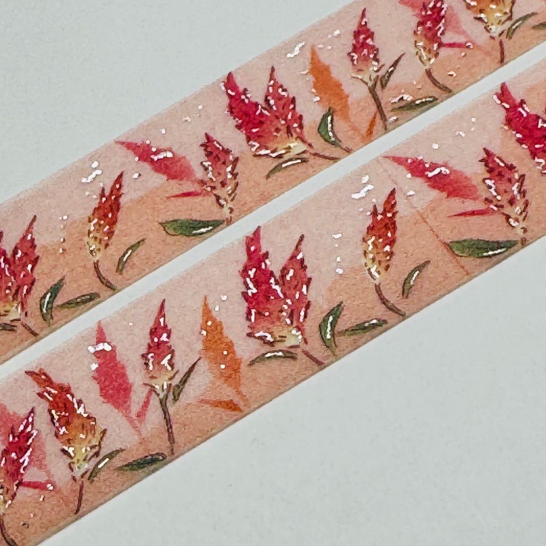 SILVER CANDLE COCKSCOMB Saien Foil Masking Washi Tape ~ 1 Roll ~ 15mm x 7m (23 Feet)