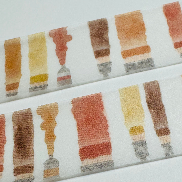 NEUTRAL PAINT BRUSH STROKES Saien Masking Washi Tape ~ 1 Roll ~ 20mm x 7m (23 Feet)