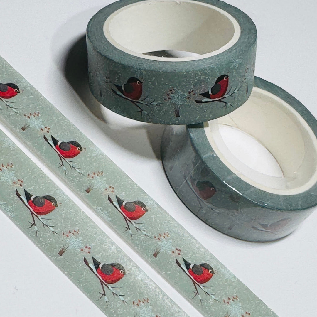 WINTER RED SNOW BIRDS In FLURRIES Washi Tape ~ 1 Roll ~ 15mm x 10m (33 Feet)