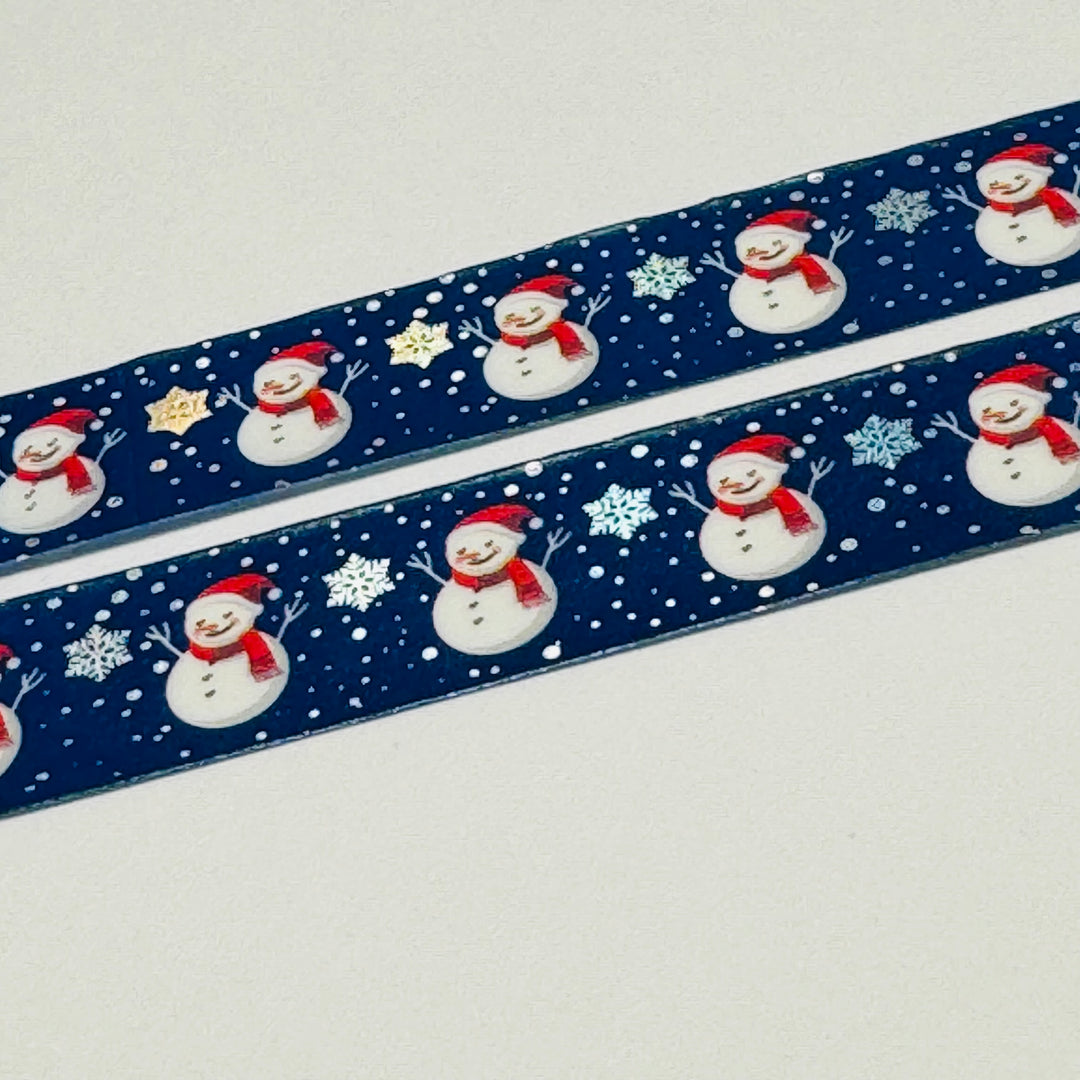 RED WHITE & BLUE PATRIOTIC SNOWMAN Silver Foil Washi Tape ~ 1 Roll ~ 15mm x 10m (33 Feet)