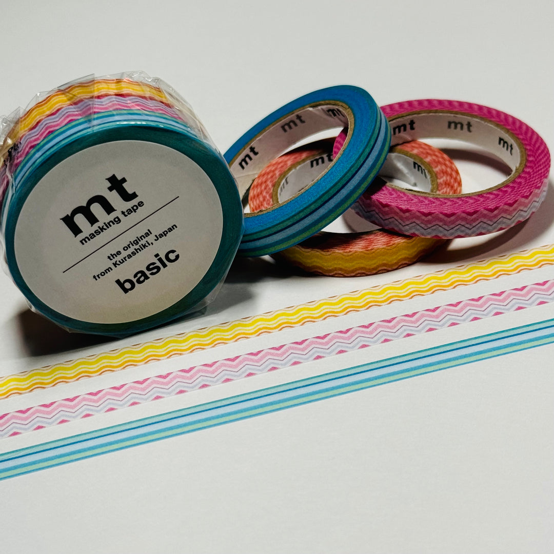 SLIM DECO LINE Collage Mt Thin Washi Tape Set ~ 3 Rolls ~ 6mm x 7m (23 Feet) Each