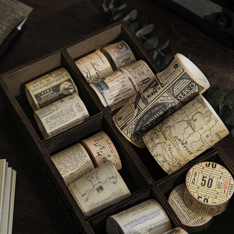 KRAFT SCROLL LIKE Vintage Washi Tape Series Retro Scrapbook DIY Material Various Sizes