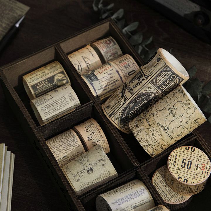 KRAFT SCROLL LIKE Vintage Washi Tape Series Retro Scrapbook DIY Material Various Sizes