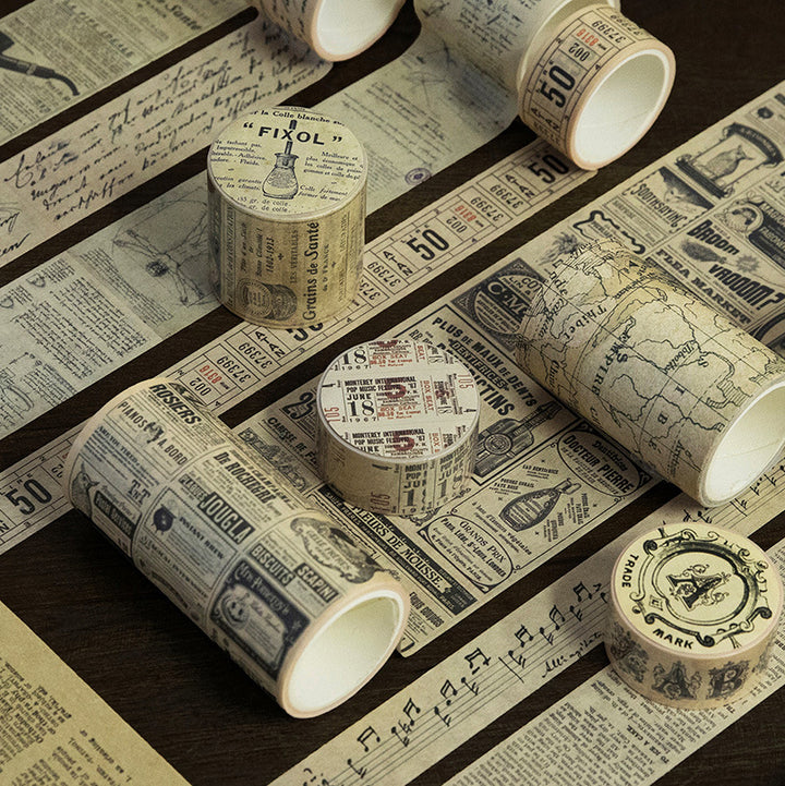KRAFT SCROLL LIKE Vintage Washi Tape Series Retro Scrapbook DIY Material Various Sizes