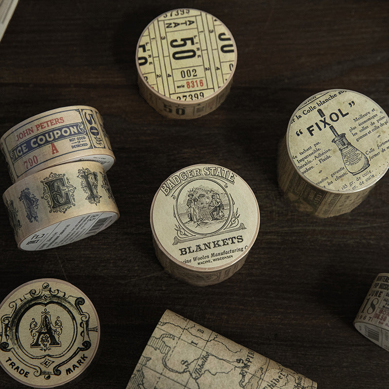 KRAFT SCROLL LIKE Vintage Washi Tape Series Retro Scrapbook DIY Material Various Sizes