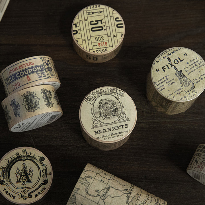 KRAFT SCROLL LIKE Vintage Washi Tape Series Retro Scrapbook DIY Material Various Sizes