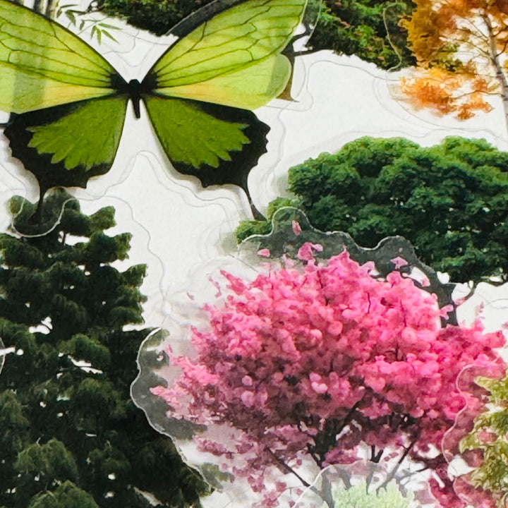 SEASONAL TREES In FULL BLOOM Peelable PET Stickers  ~ 50 Stickers ~ Approximately 2 Inches Each