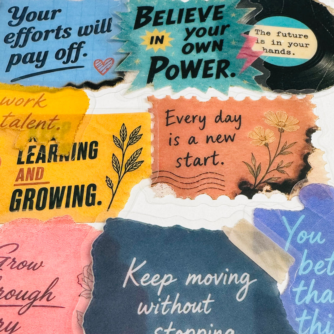 INSPIRATIONAL & MOTIVATING QUOTES Peelable PET Stickers  ~ 53 Stickers ~ Approximately 2 Inches Each