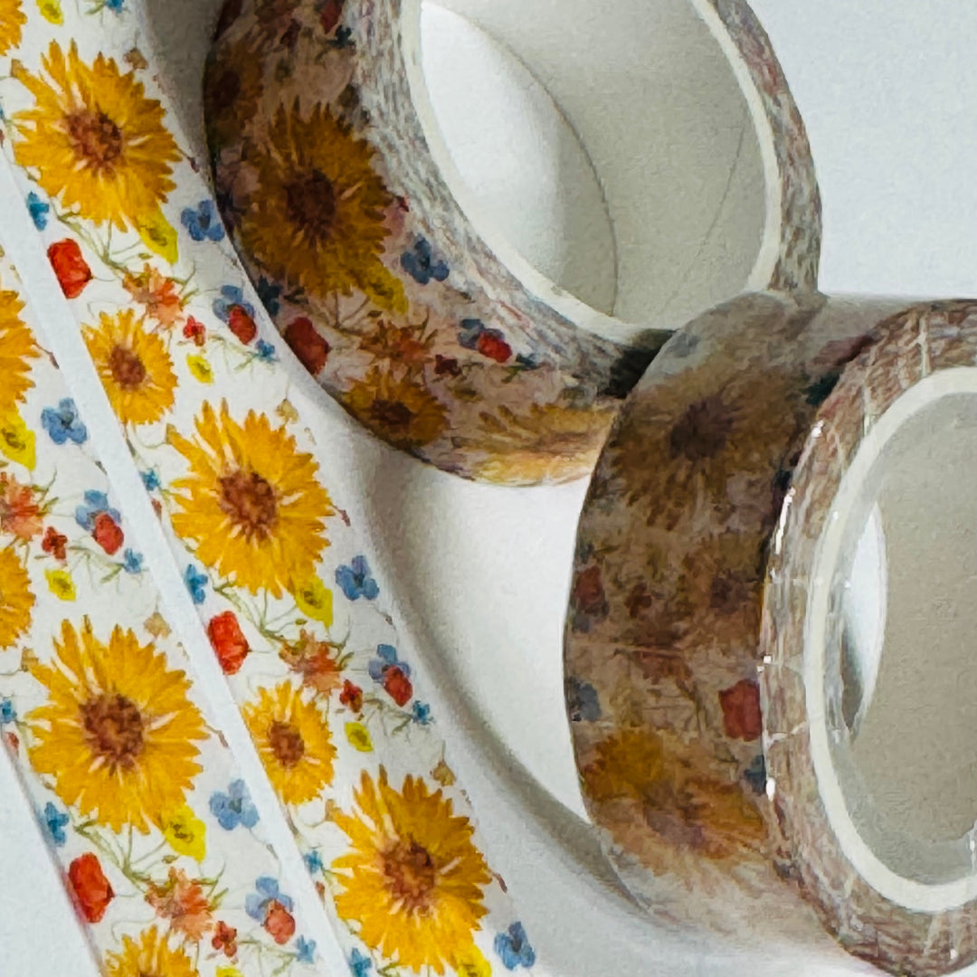 ARRAY OF GLORIOUS SUNFLOWERS Washi Tape ~ 1 Roll ~ 15mm x 10m (33 Feet)
