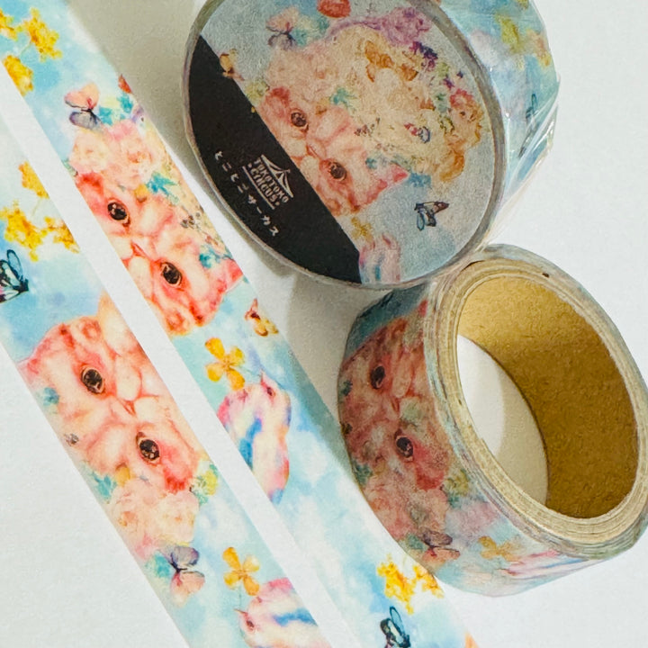 BIRDS TEASING The CATS Japanese Kitten Washi Tape ~ 1 Roll ~ 15mm x 5m (16 Feet)