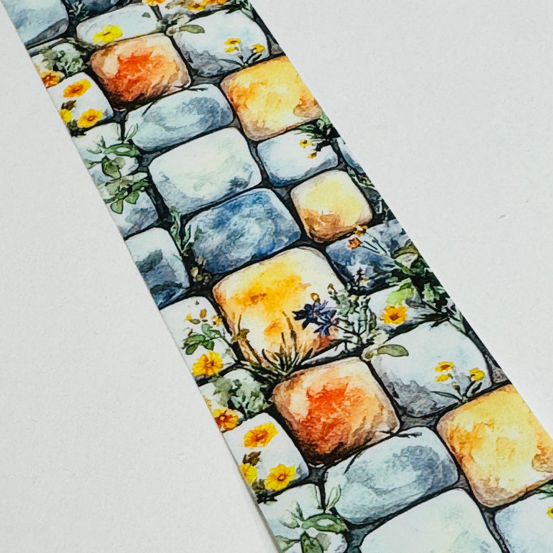 STEPPING STONES FLOWER PATH PET Washi Tape ~ 1 Roll ~ 40mm x 2m (7 Feet)