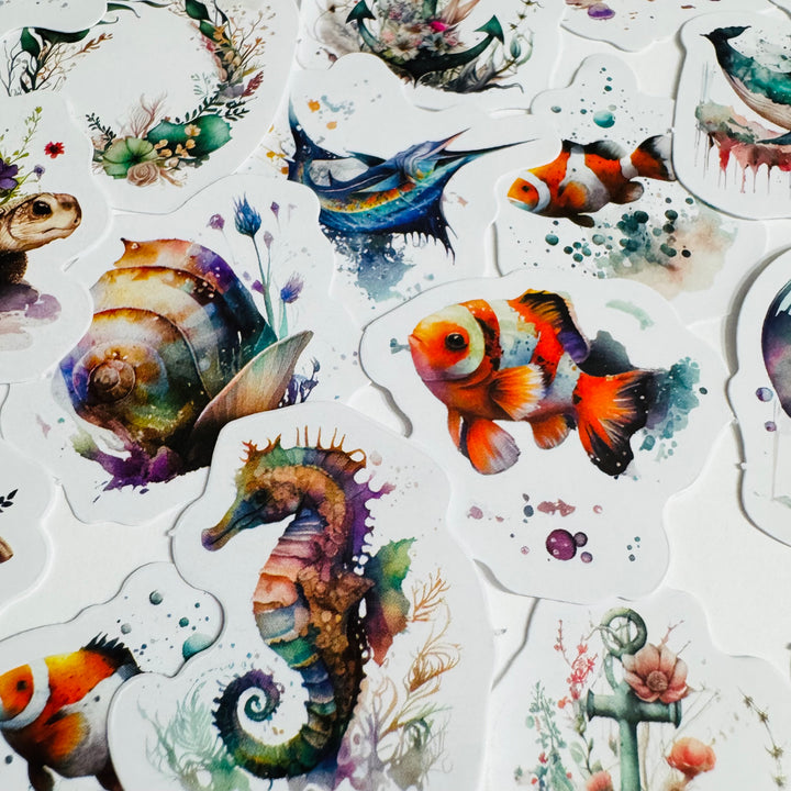 SOUND Of The SEA OCEANIC Peelable Stickers  ~ 46 Pieces ~ Each Sticker is 38mm