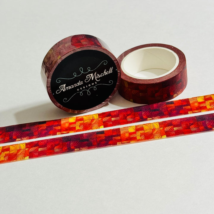 AUTUMN OMBRE FIRE RED BLOCKS Amanda Mischell Washi Tape ~ 1 Roll ~ 15mm x 10m (33 Feet)