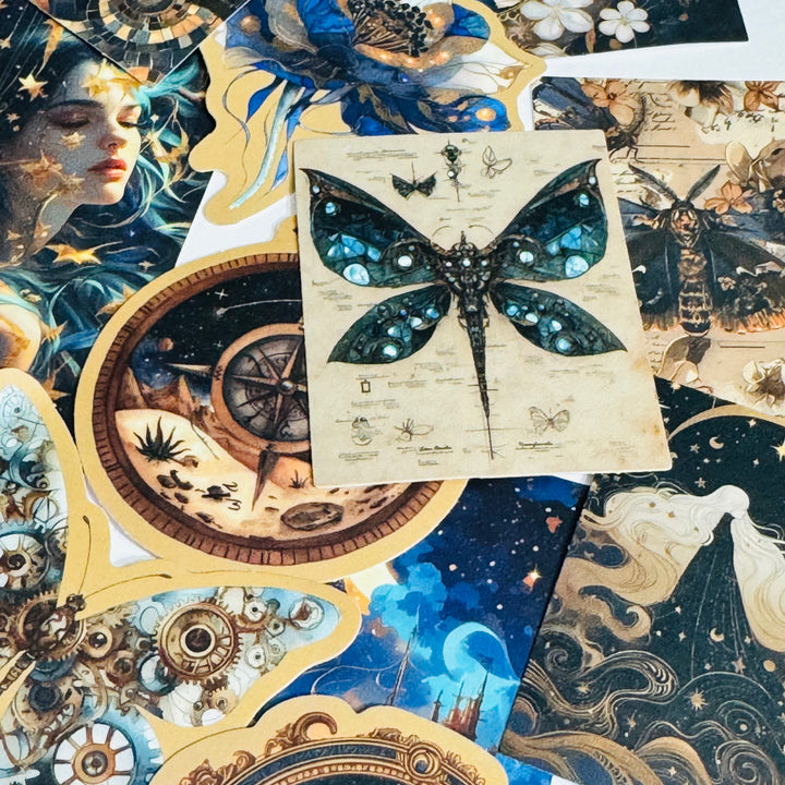 GALACTIC UNIVERSAL STEAMPUNK Peelable Stickers  ~ 50 Pieces ~ Each Sticker is 30 - 60mm