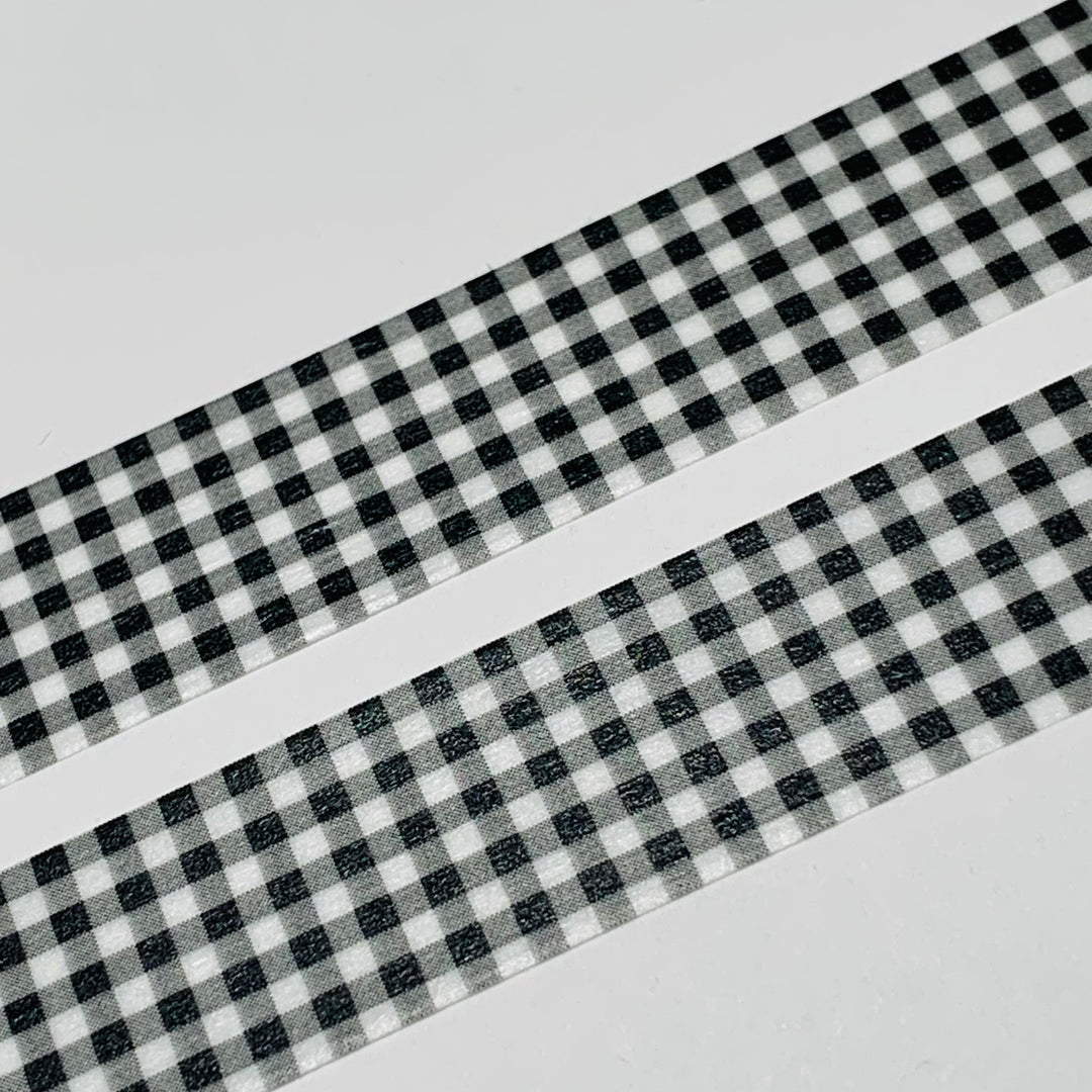 DELICATE CHECKERED BLACK Plaid Mt Washi Tape - 1 Roll - 15mm x 7m (23 Feet)