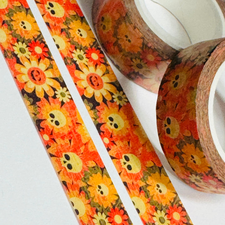 SERVING SUNNY-SIDE UP SKULLS Halloween Washi Tape ~ 1 Roll ~ 15mm x 10m (33 Feet)