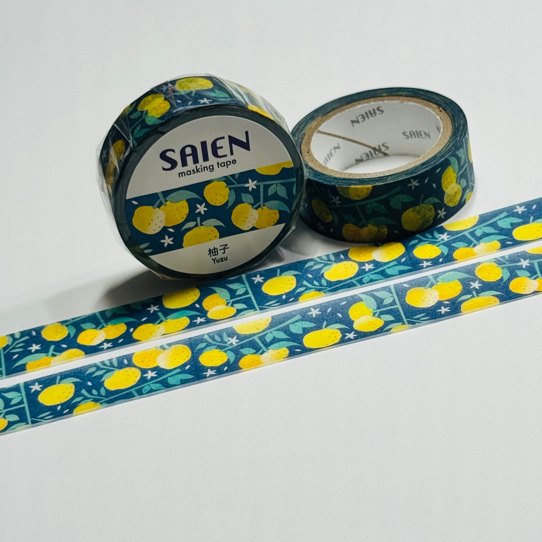 AROMATIC EAST ASIAN YUZU Saien Masking Washi Tape ~ 1 Roll ~ 15mm x 7m (23 Feet)
