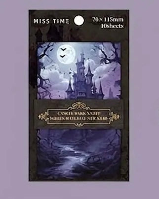 MOONLIGHT MIST GOTHIC CASTLE Laser Prism Large Rectangle Peelable Stickers ~ 10 Pieces ~ Each Sticker is 70-115mm