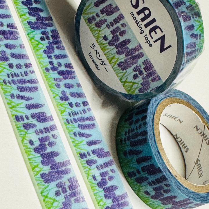 LAVENDER FIELDS APLENTY Saien Masking Washi Tape ~ 1 Roll ~ 15mm x 7m (23 Feet)
